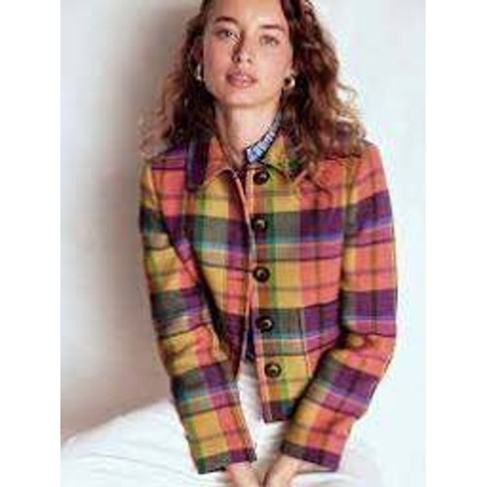 Boden Blue Knightsbridge Wool Jacket Plaid Multicolor Size 2 New With Tags - Picture 4 of 5